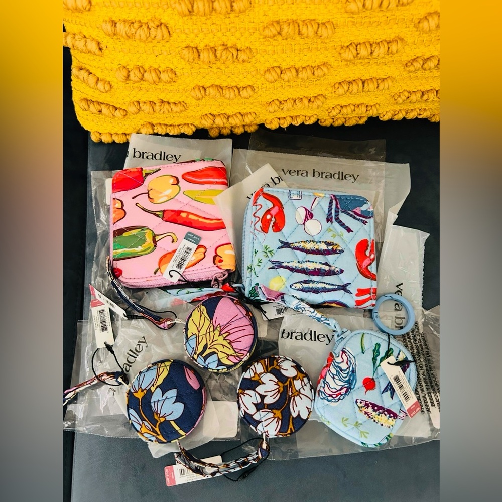 Vera Bradley mini wallets, AirPods case, measuring tapes